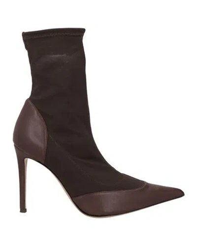 Alexandre Vauthier Woman Ankle Boots Dark Brown Size 8 Textile Fibers