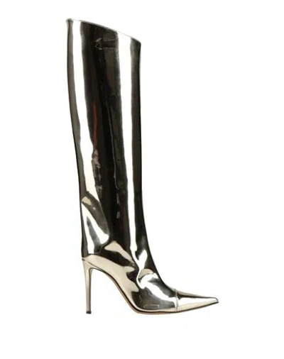 Alexandre Vauthier Woman Boot Platinum Size 7.5 Leather In Gray
