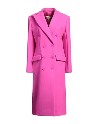 Alexandre Vauthier Woman Coat Fuchsia Size 6 Virgin Wool, Polyamide In Pink