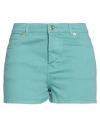 Alexandre Vauthier Woman Denim Shorts Emerald Green Size 30 Cotton, Elastane