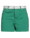 Alexandre Vauthier Woman Denim Shorts Green Size 29 Cotton, Elastane In Green