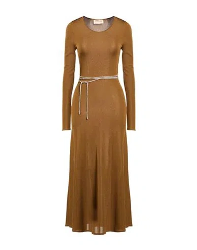 Alexandre Vauthier Woman Maxi Dress Khaki Size 8 Textile Fibers In Nude