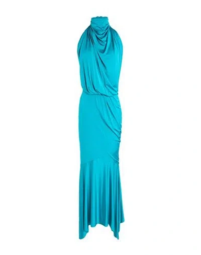 Alexandre Vauthier Woman Maxi Dress Turquoise Size 8 Viscose, Elastane In Blue