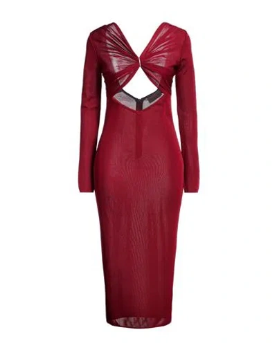 Alexandre Vauthier Woman Midi Dress Burgundy Size 8 Viscose, Polyamide In Red