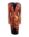 Alexandre Vauthier Woman Midi Dress Rust Size 12 Viscose, Elastane In Red