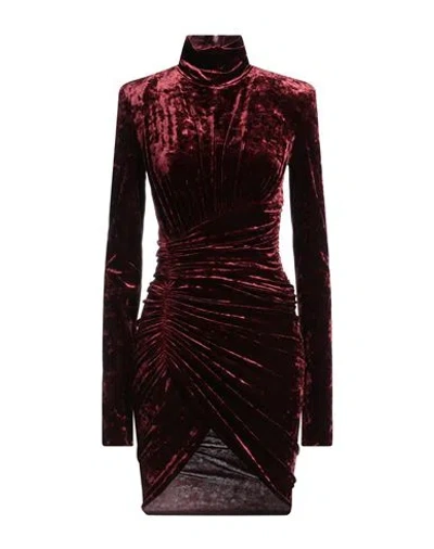Alexandre Vauthier Woman Mini Dress Burgundy Size 6 Polyester, Elastane