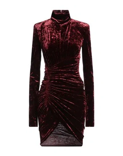 Alexandre Vauthier Woman Mini Dress Burgundy Size 8 Polyester, Elastane