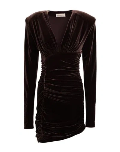 Alexandre Vauthier Woman Mini Dress Dark Brown Size 4 Polyester, Elastane