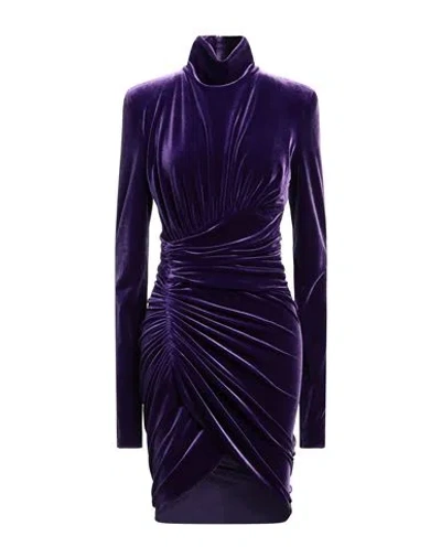 Alexandre Vauthier Woman Mini Dress Dark Purple Size 6 Polyester, Elastane