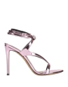 Alexandre Vauthier Laminated Metallic Strappy Sandals In Pink