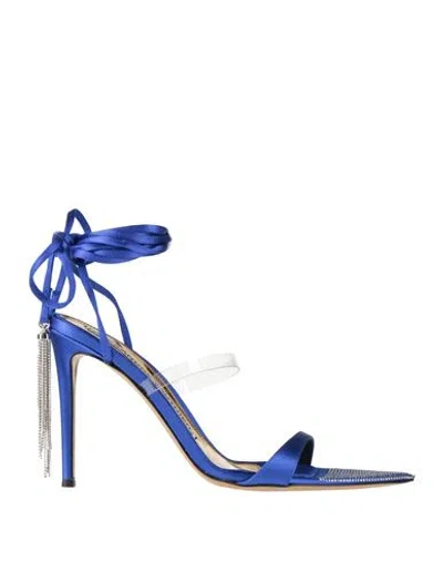 Alexandre Vauthier Woman Sandals Bright Blue Size 8 Textile Fibers