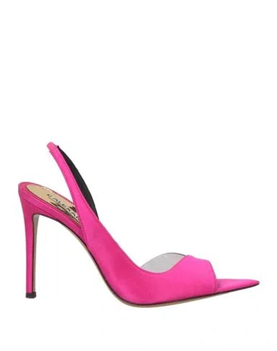 Alexandre Vauthier Woman Sandals Fuchsia Size 6 Textile Fibers, Plastic
