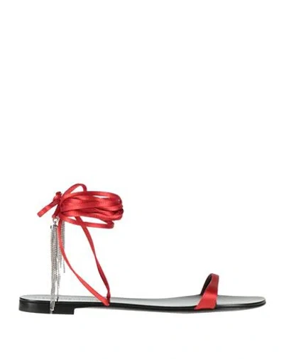 Alexandre Vauthier Woman Sandals Red Size 8 Textile Fibers, Leather, Brass