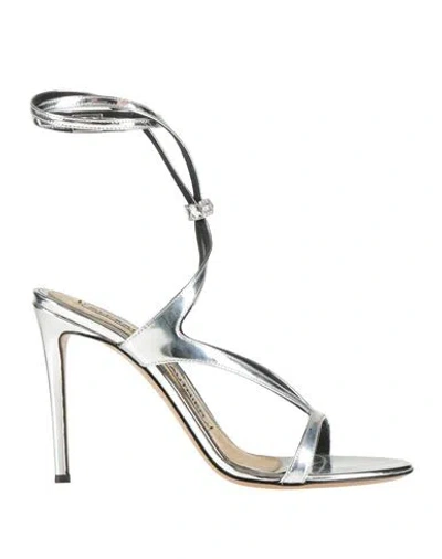 Alexandre Vauthier Woman Sandals Silver Size 11.5 Leather