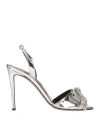 Alexandre Vauthier Woman Sandals Silver Size 7.5 Textile Fibers In Silver