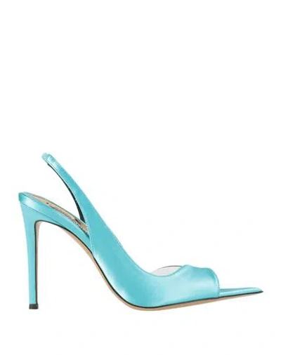 Alexandre Vauthier Woman Sandals Turquoise Size 7 Textile Fibers, Plastic
