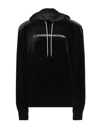 Alexandre Vauthier Woman Sweatshirt Black Size S Polyester, Elastane, Glass In Brown