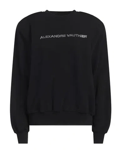 Alexandre Vauthier Woman Sweatshirt Black Size Xs Cotton, Elastane, Glass