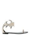 Alexandre Vauthier Woman Thong Sandal Light Grey Size 11 Leather In Grey
