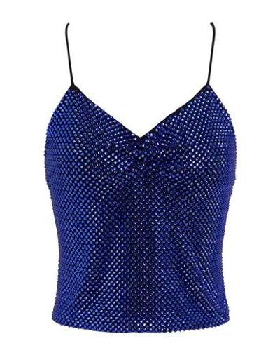 Alexandre Vauthier Woman Top Bright Blue Size 4 Viscose, Elastane, Glass