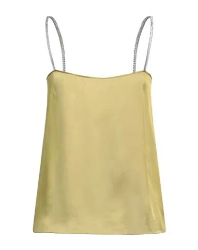 Alexandre Vauthier Woman Top Lime Green Size 4 Silk, Brass, Glass