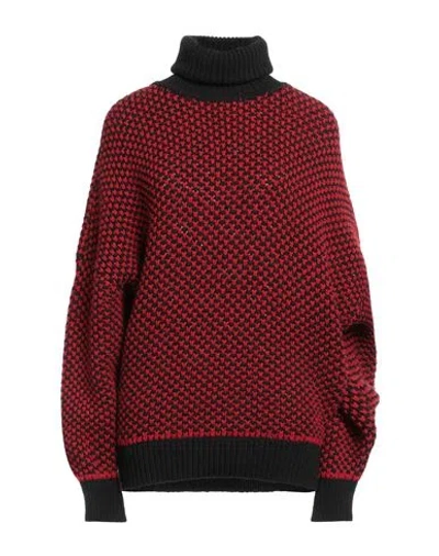 Alexandre Vauthier Woman Turtleneck Red Size M Merino Wool In Animal Print