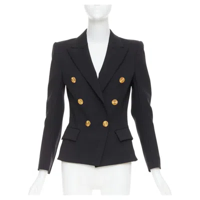 Pre-owned Alexandre Vauthier Wool Gold Sunburst Buttons Double Breasted Blazer Jacket In Black
