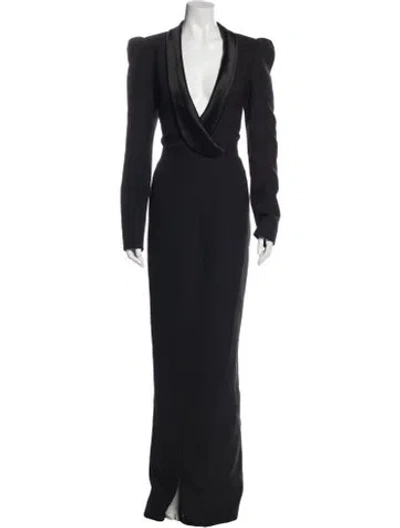 Pre-owned Alexandre Vauthier Wool Long Dress W/ Tags In Blue
