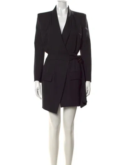 Pre-owned Alexandre Vauthier Wool Mini Dress In Black