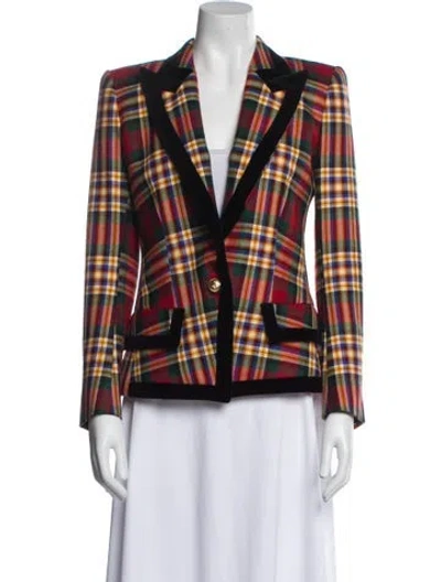 Pre-owned Alexandre Vauthier Wool Plaid Print Blazer In Blue