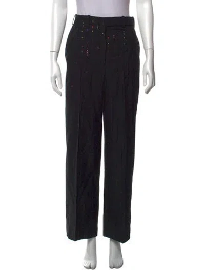 Pre-owned Alexandre Vauthier Wool Straight Leg Pants In Black