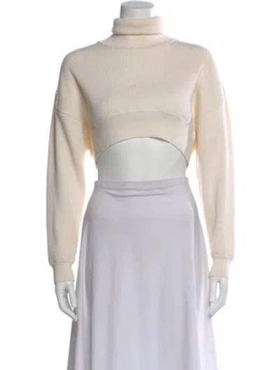 Pre-owned Alexandre Vauthier Wool Turtleneck Crop Top In Neutral