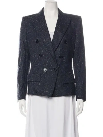 Pre-owned Alexandre Vauthier Wool Tweed Pattern Blazer In Blue