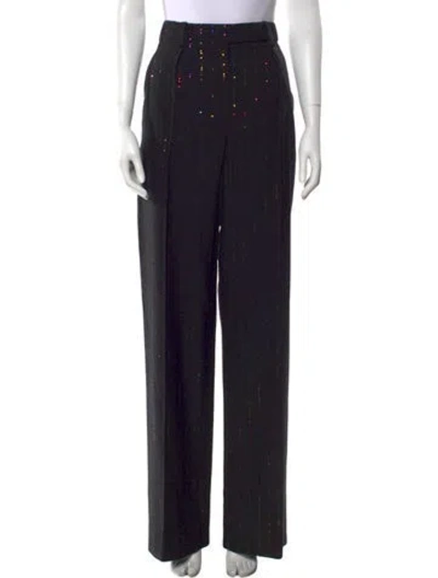 Pre-owned Alexandre Vauthier Wool Wide Leg Pants W/ Tags In Black