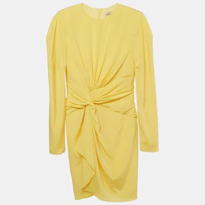 Pre-owned Alexandre Vauthier Yellow Silk Draped Mini Dress M