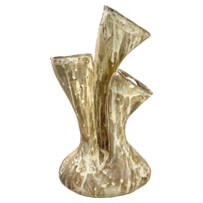 Pre-owned Alexey Krupinin Sculptural Mycelium Ceramic Table Lamp 18"h, Hand-built, Satin Glaze, Usa In Brown