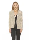 Alexia Admor Abbi Longline Double Breasted Sequin Blazer In Silver
