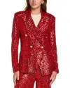 Alexia Admor Abbi Longline Double Breasted Sequin Blazer