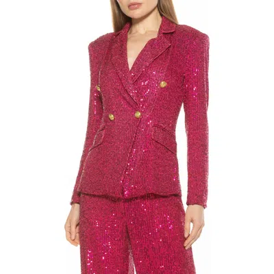 ALEXIA ADMOR ALEXIA ADMOR ABBI LONGLINE DOUBLE BREASTED SEQUIN BLAZER