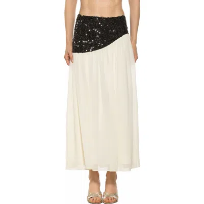 Alexia Admor Abby Sequin High Waist Maxi Skirt In White