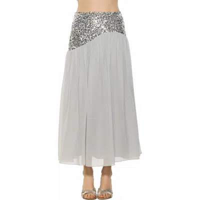 Alexia Admor Abby Sequin High Waist Maxi Skirt In Gray