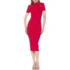 Alexia Admor Adara Rib Knit Midi Dress In Red Magenta