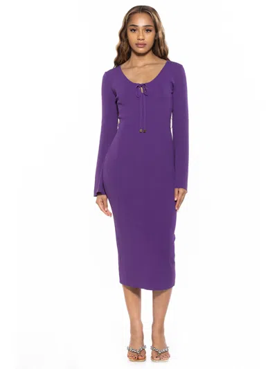 Alexia Admor Akari Tie Front Knit Midi Dress In Purple
