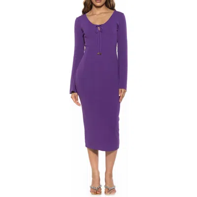 Alexia Admor Akari Tie Front Knit Midi Dress In Purple