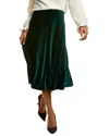 Alexia Admor Alaina Velvet Midi Skirt In Green
