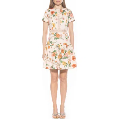 Alexia Admor Alexa Lace Trim Fit & Flare Dress In Beige Floral