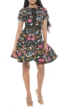 Alexia Admor Alexa Short Sleeve Dress In Black Multi