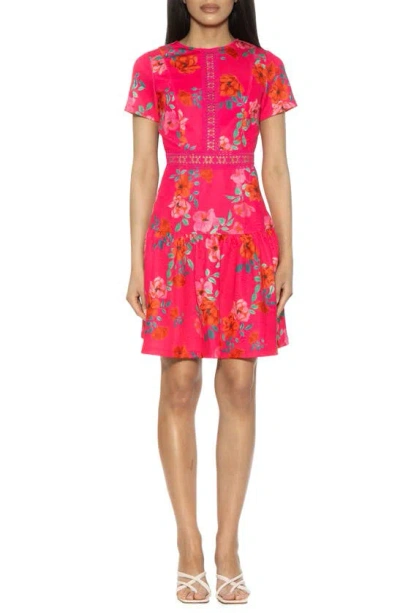 Alexia Admor Alexa Lace Trim Fit & Flare Dress In Pink Multi