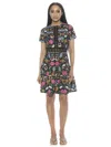 Alexia Admor Alexa Short Sleeve Dress In Black Multi