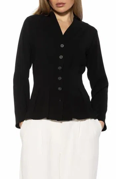 Alexia Admor Amaris Cinched Waist Button-up Shirt In Black